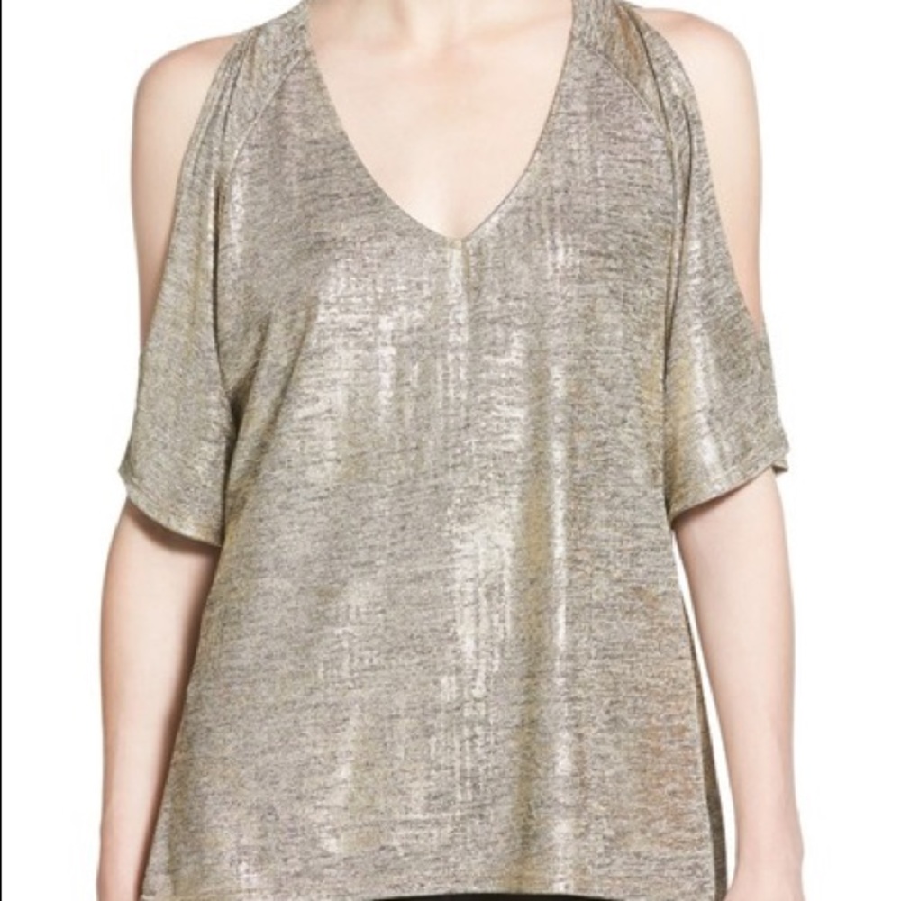 Trouve Metallic Cold Shoulder Top